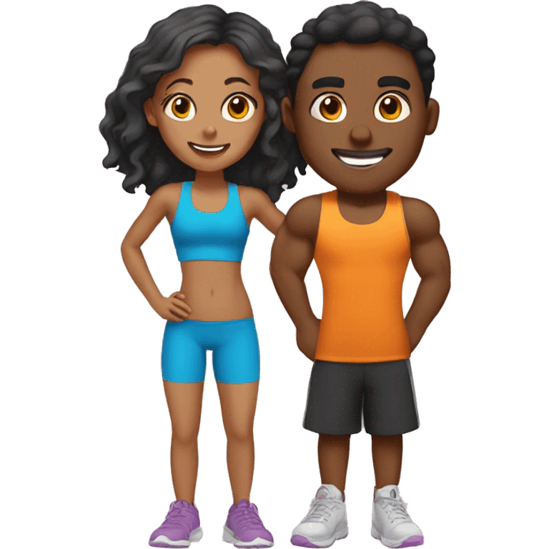 brother and sister at gym emoji