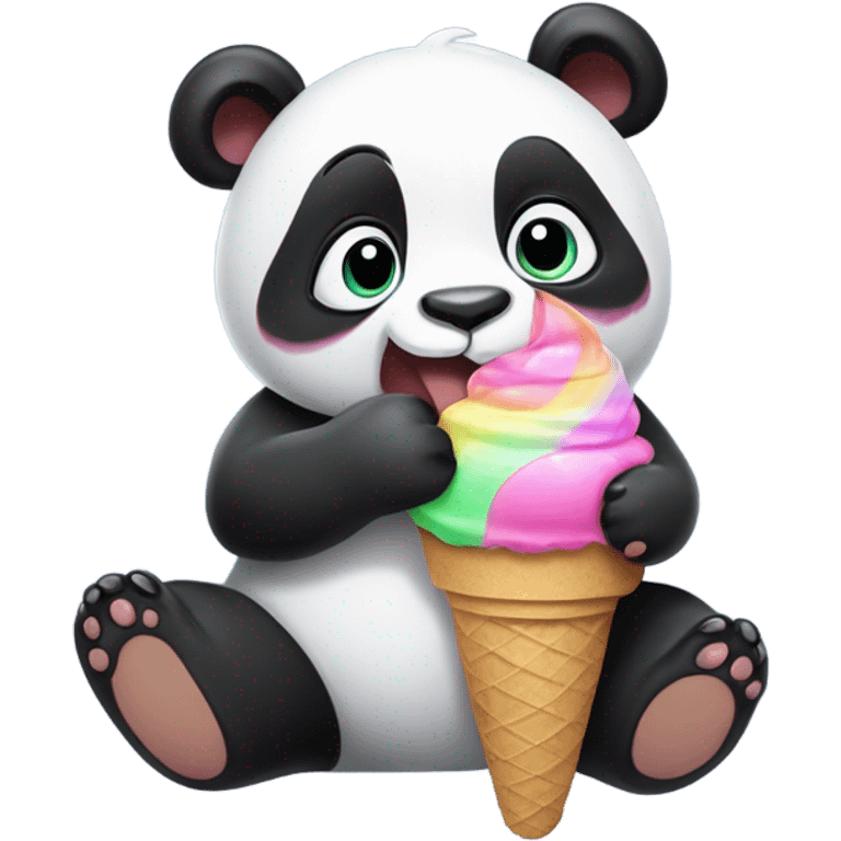 Panda eating ice cream emoji