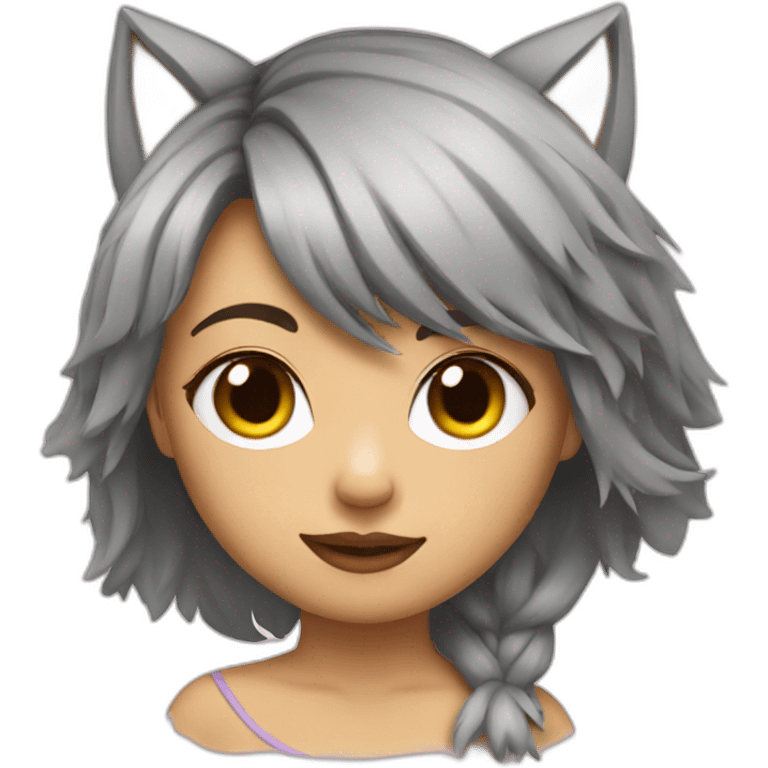 Girl with wolfcut emoji