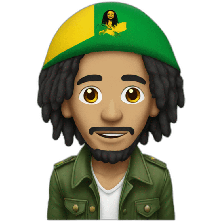 bob marley with head in jamaica flag colors emoji