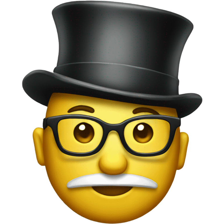 nerdy emoji with a top hat emoji