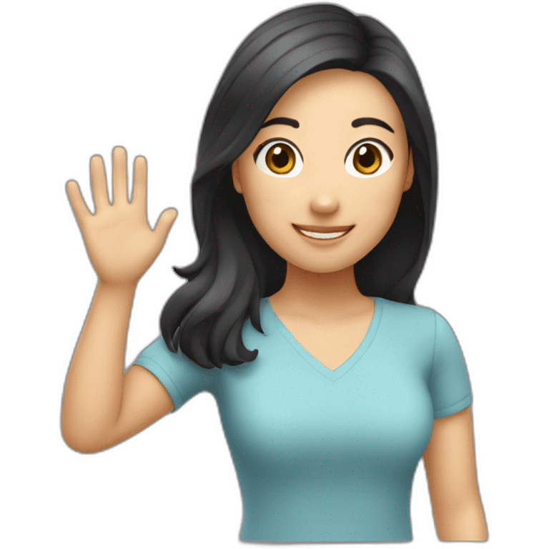 asian young woman waving smiling no body visible emoji