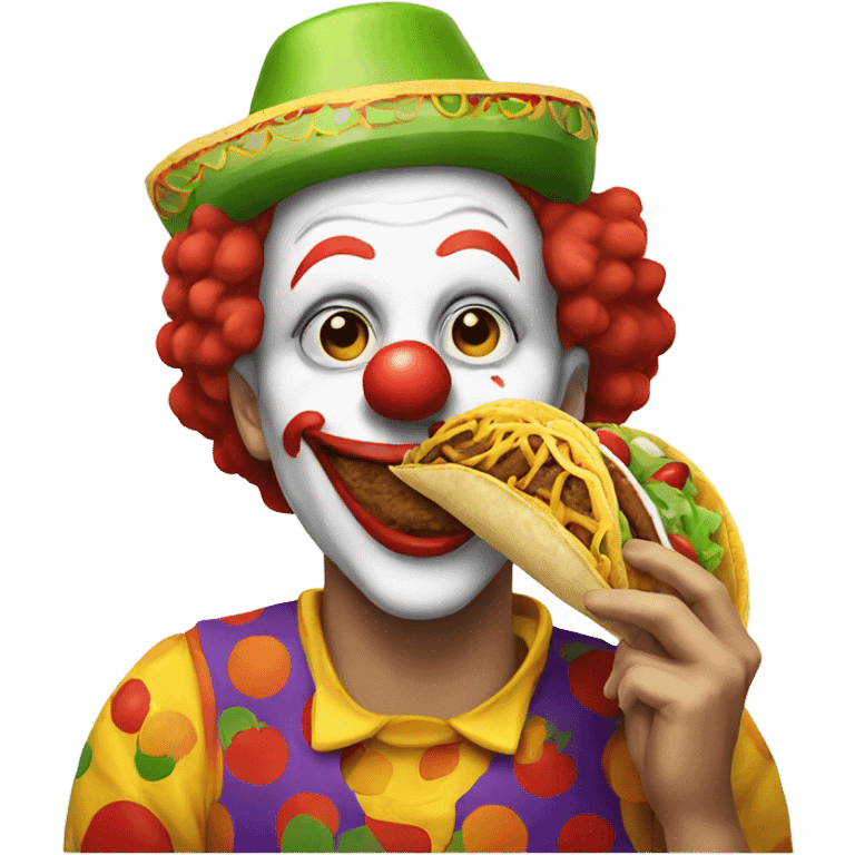 Clown eating a taco emoji