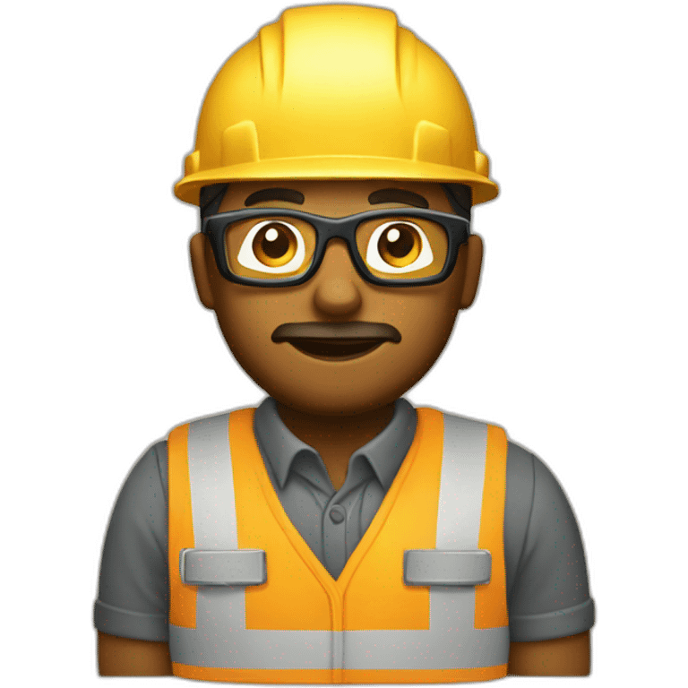 construction worker with glasses bulldozer from bird perspective emoji