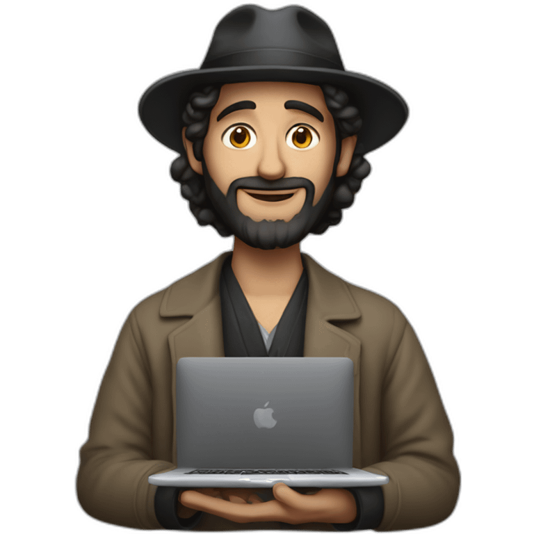 Jew with sidelocks holding a MacBook Pro emoji