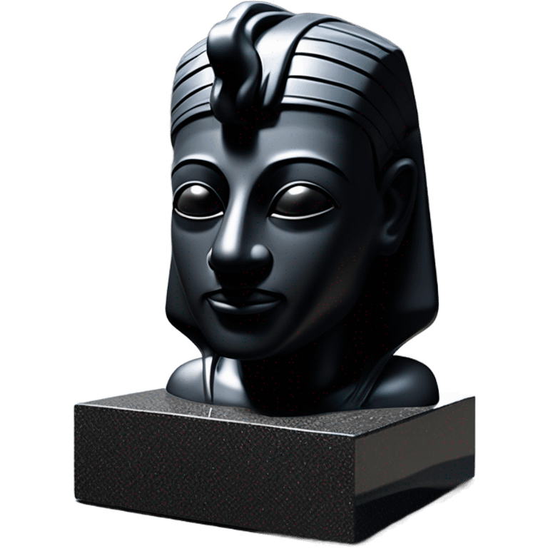 Osiris obsidian statue on granite 30 ton brick, massive size, sunlight behind, sunset colors, reflections on black stone polished clean perfect, photography angles emoji