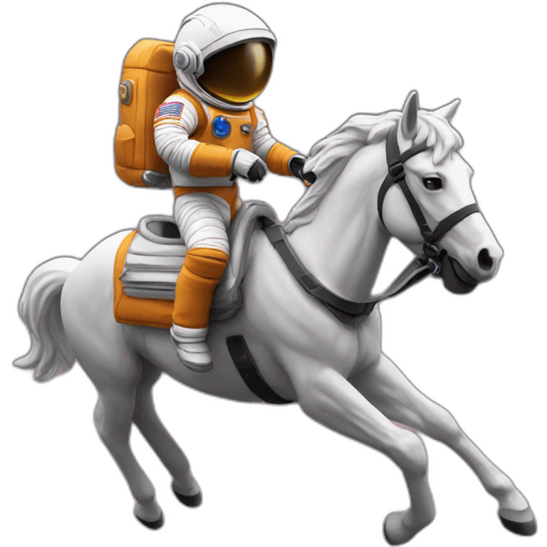 Astronaut with helmet shut riding a wild horse emoji