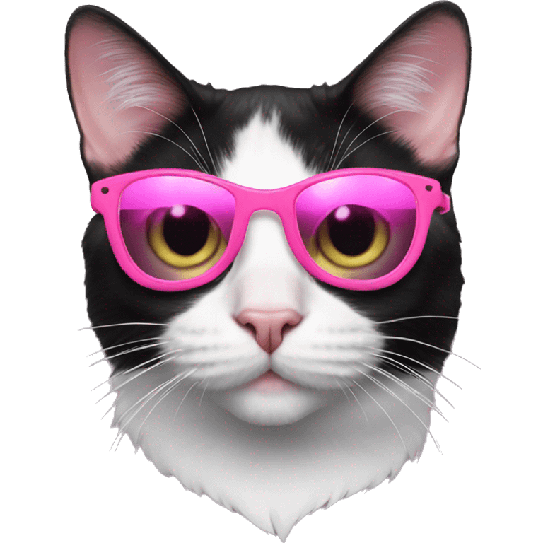 Tuxedo cat with pink sunglasses emoji