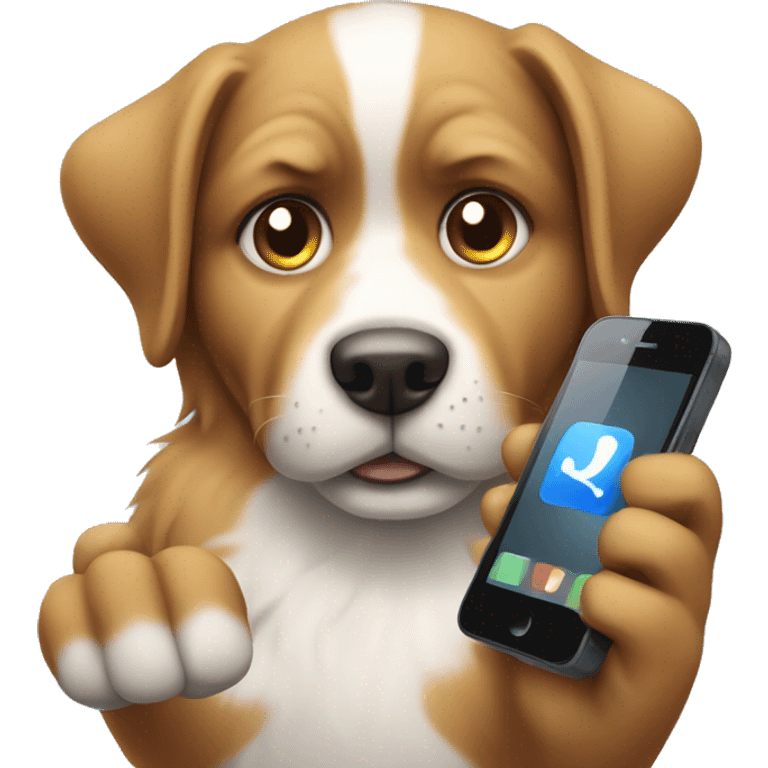 Doggie with a phone in his paw emoji