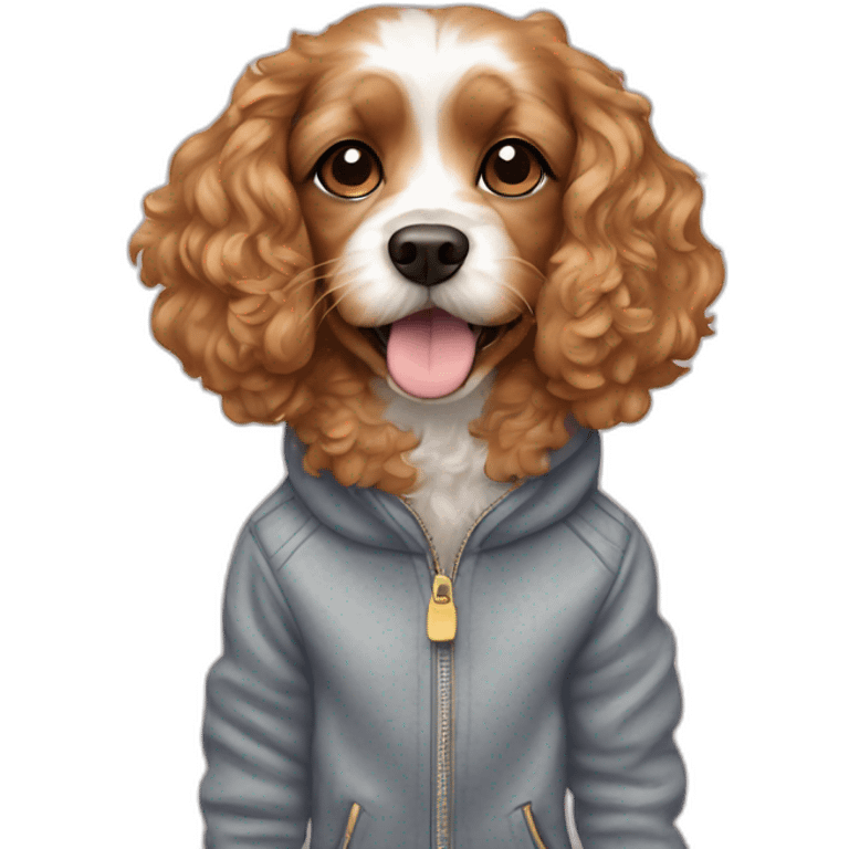 Dog with wavy coat, cavapoo, street style  emoji