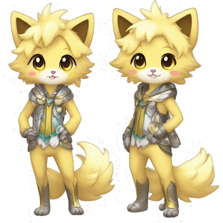 Cute Cool Kawaii Beautiful Pretty Chibi Fur-Sona Shiny Colorful Sparkly Fakemon Full Body emoji