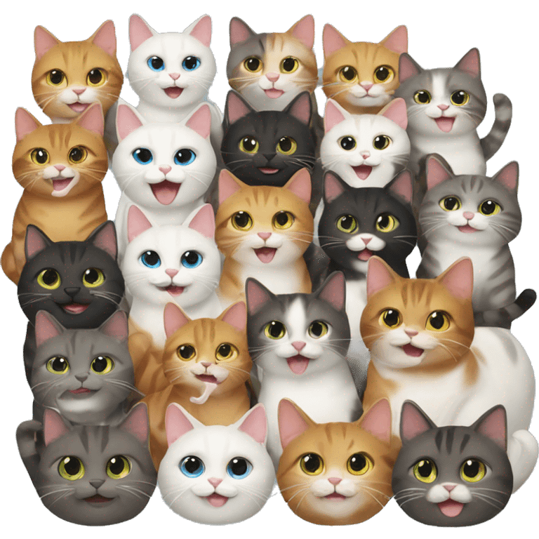 12 happy cats at a holiday party emoji