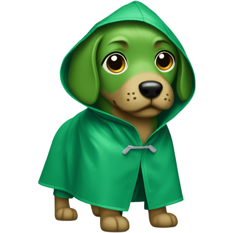 green dog wearing raincoat  emoji