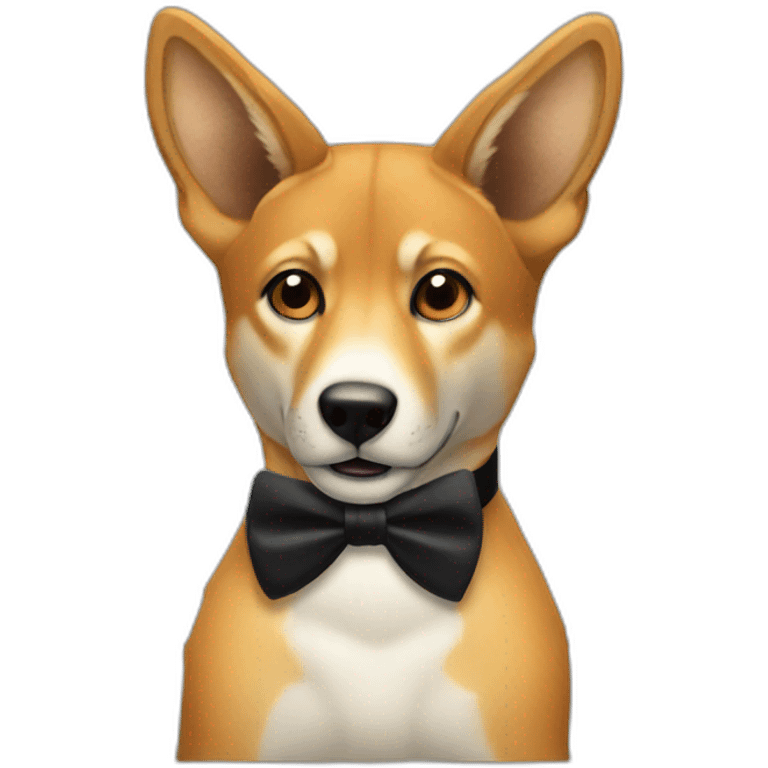 A dingo wearing a black bowtie emoji