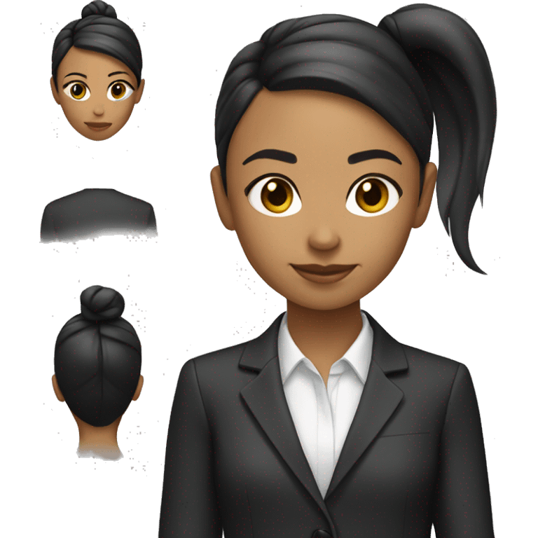 girl light tone skin wearing suit black slim ponytail emoji