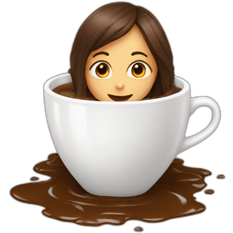 Girl bathing in a cup of coffee emoji