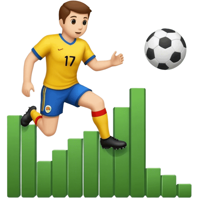 Cinematic realistic 3d growing football graph emoji