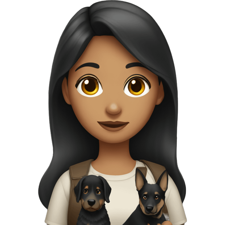 Dark hair girl with German shepherd  emoji