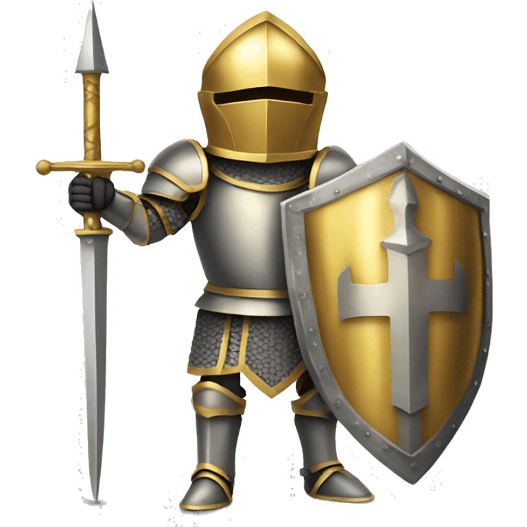 Gold armour knight holding big banner emoji