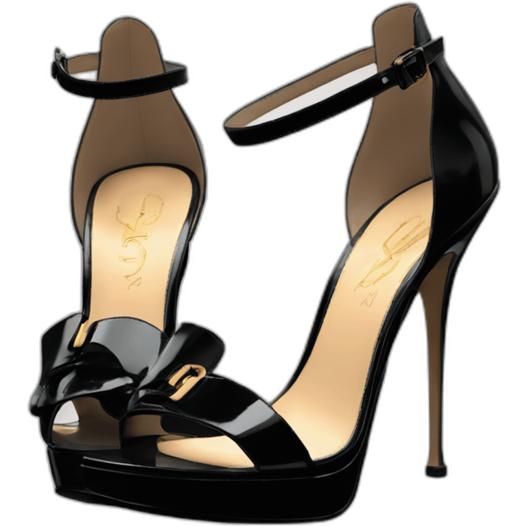 YSL TRIBUTE heels SANDAL black PATENT LEATHER emoji