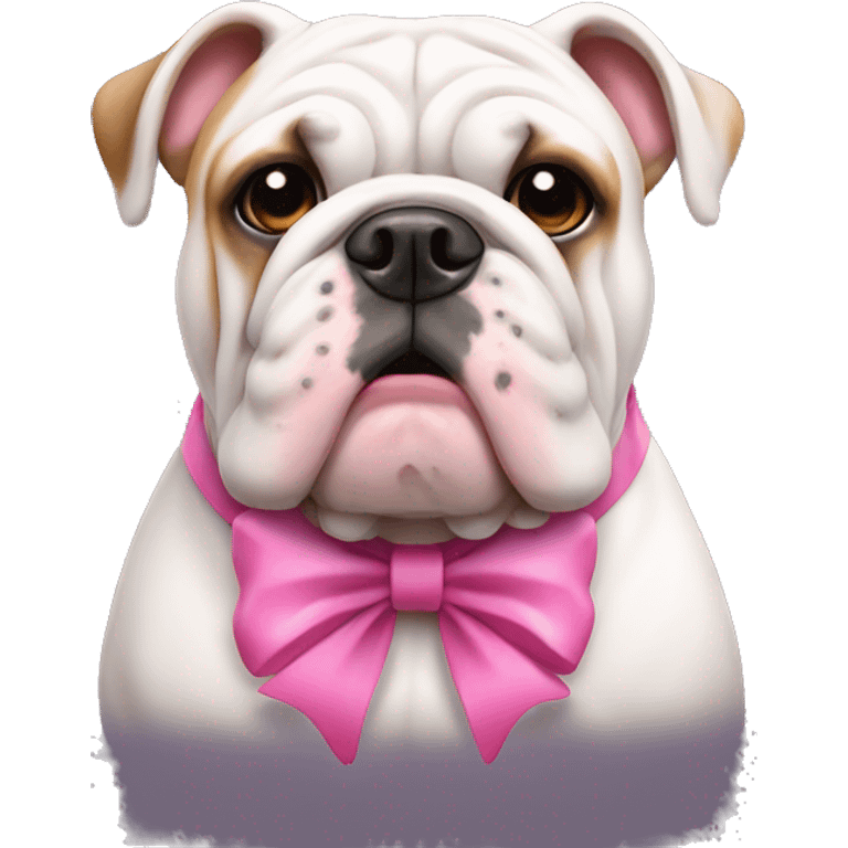 english bulldog wearing a pink bow emoji