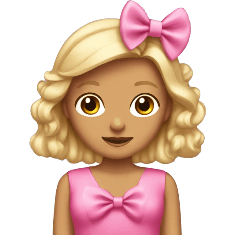 blonde tanned girl wearing pink bow  emoji