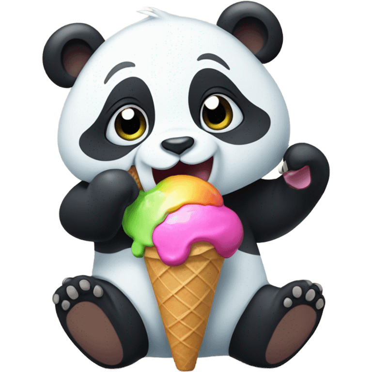 Panda eating ice cream emoji