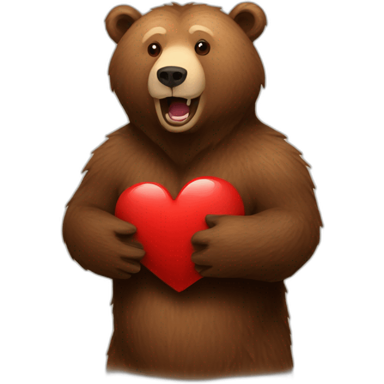 Grizzly holding a heart emoji