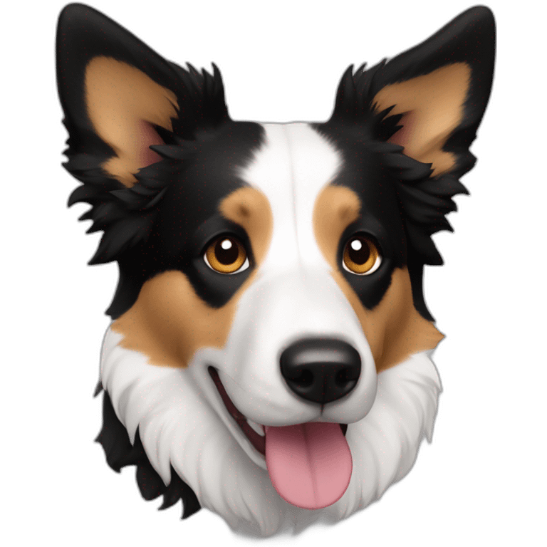 border collie mixed with corgi only face and with black and white fur emoji