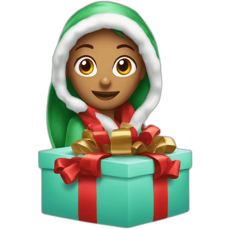 christmas girl in the wrapped box emoji