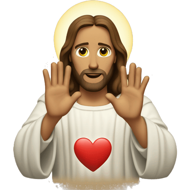 Jesus making heart with hands emoji