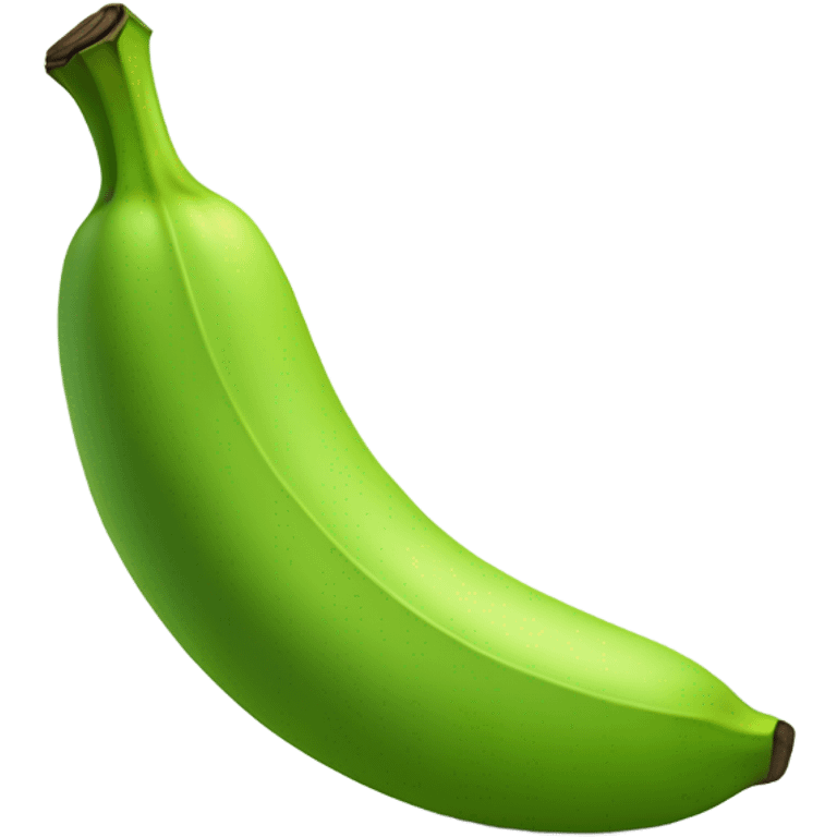 Create a minimalist green banana emoji with smooth shading and subtle transitions between green tones, representing an unripe stage. Keep the design simple, with soft shadows for volume, symbolizing the start of a journey or subscription. emoji