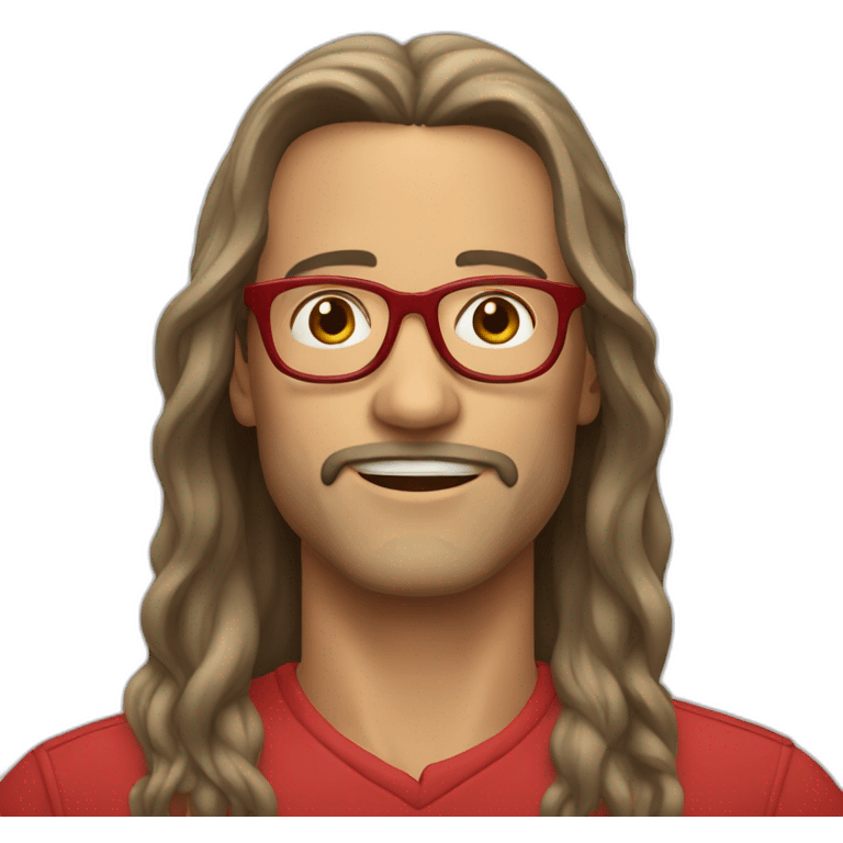 man, long hair, red glasses emoji