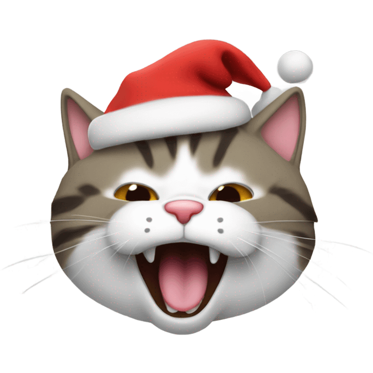 Santa cat yawing emoji