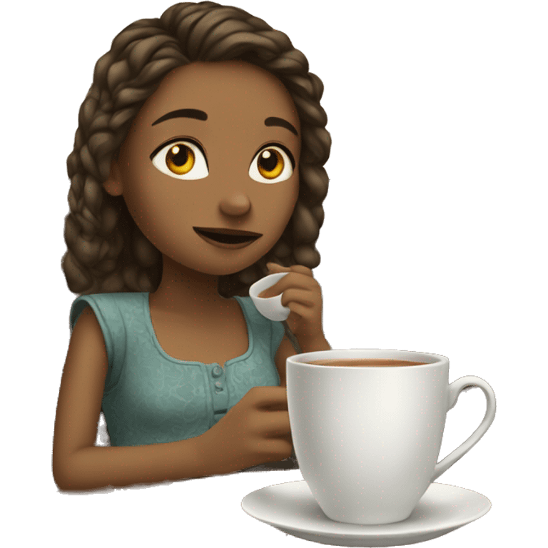 Girl drinking tea emoji