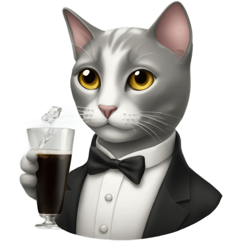 elegant cat drinking emoji