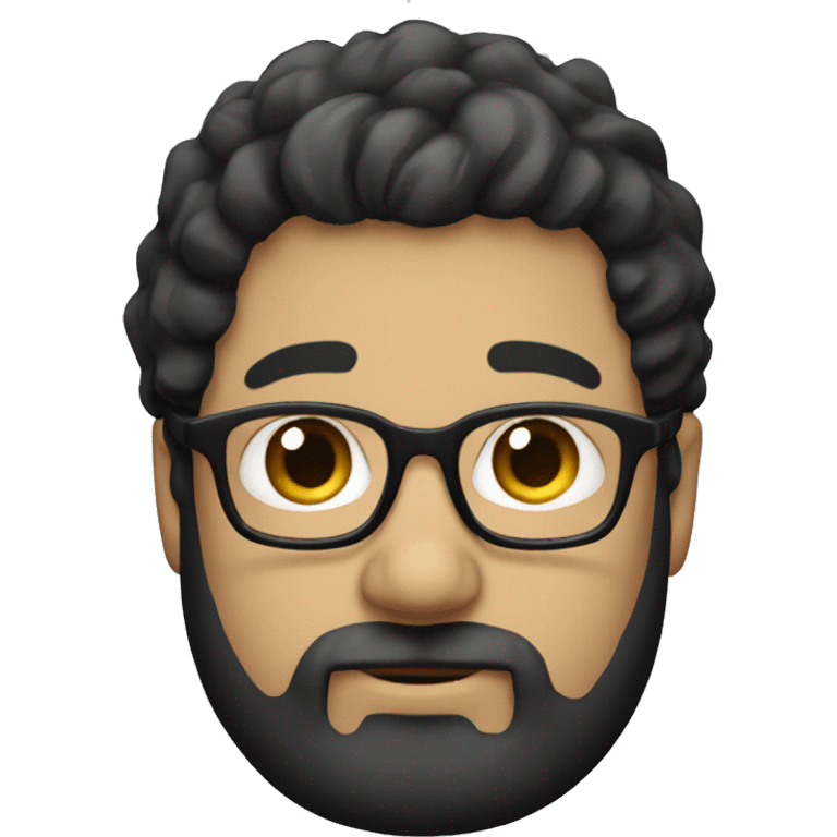 fat white male with wavy black hair and a beard brown eyes with glasses emoji