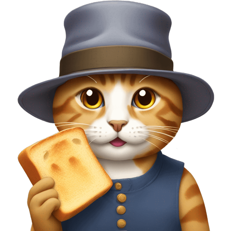 cat eatng bread with a hat emoji