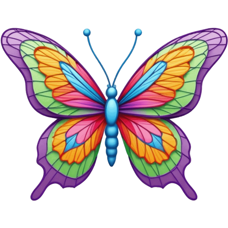 String art icon, colorful butterfly made with threads, wings formed by intricate thread patterns, body of the butterfly with visible thread ball structure, minimalistic style, clean lines, transparent background. emoji