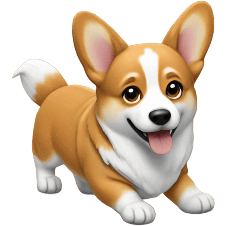 Realistic corgi on wooden floor emoji