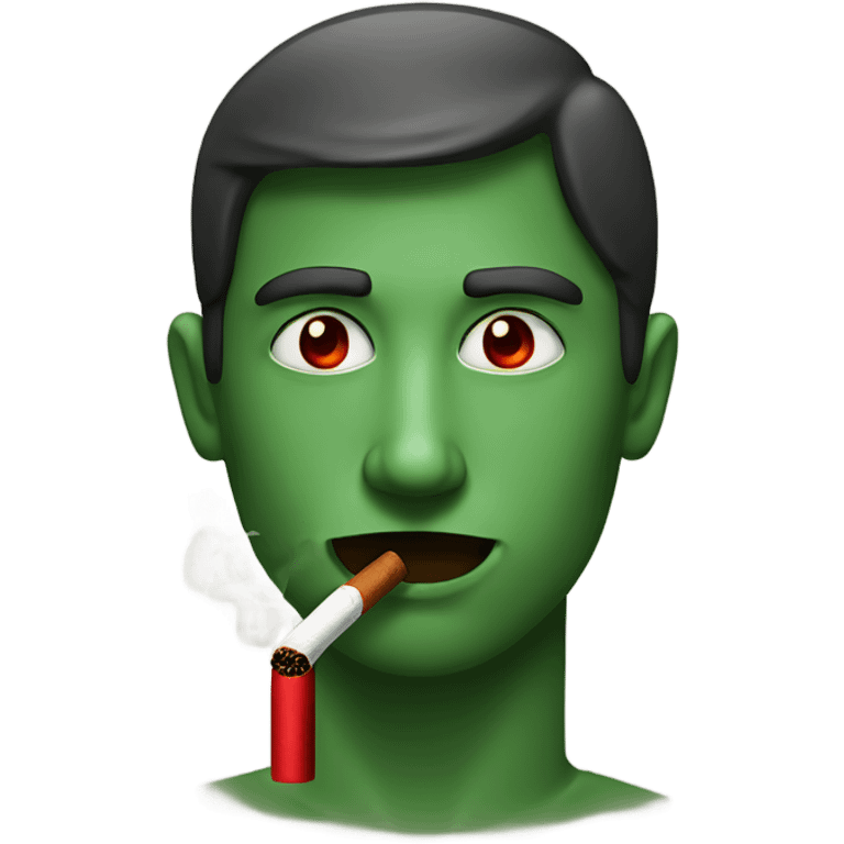 man with red eyes due to a cold smoking a brown cigarette with green at the end in his mouth emoji