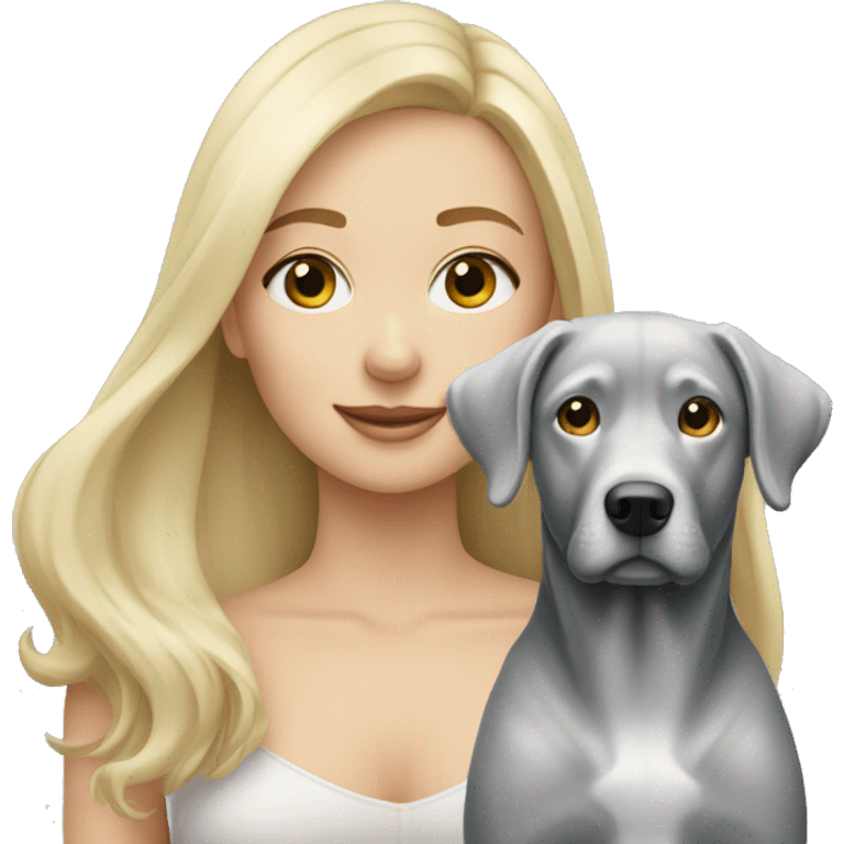 Blonde girl with a silver lab emoji