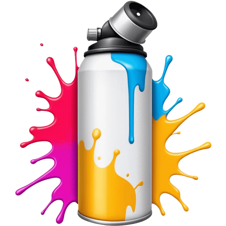 Graffiti icon, spray paint can, colorful spray paint splashes, urban wall, bold lines, vibrant colors, minimalistic style, clean lines, transparent background. emoji