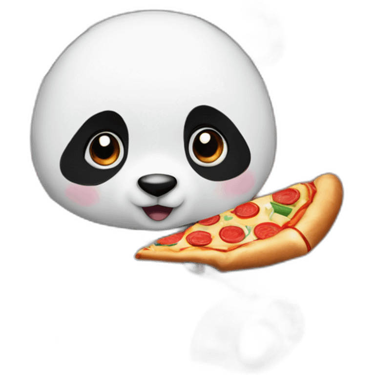 Panda eating slice of pizza and watching tv emoji