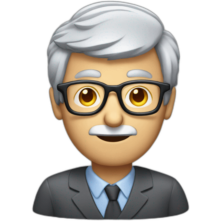 grey haired straight faced man with calculator and glasses emoji