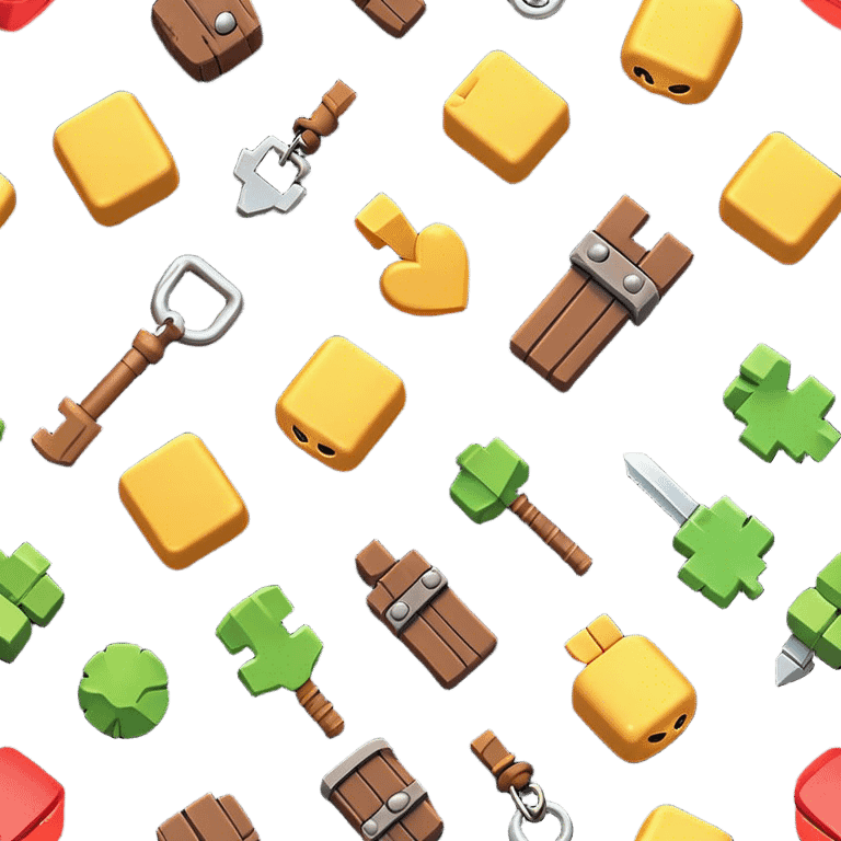 Clash of Clans aesthetic: Cinematic Playful Pixel 3D Key Emoji, rendered in a 3D vector-style similar to standard emojis with minimal shading and bold, simplified shapes. A compact, distinct form with signature details, softly glowing with a pixelated adventure charm. Simplified yet unmistakably iconic, highly detailed and consistent, glowing with a soft radiance and high shine. Stylized with a touch of classic pixel-art charm and a soft glowing outline, capturing the essence of a beloved gaming relic with a friendly, playful manner! emoji