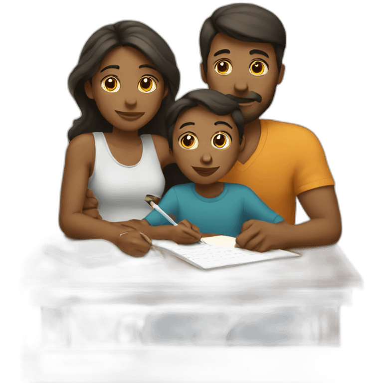 family writing together emoji