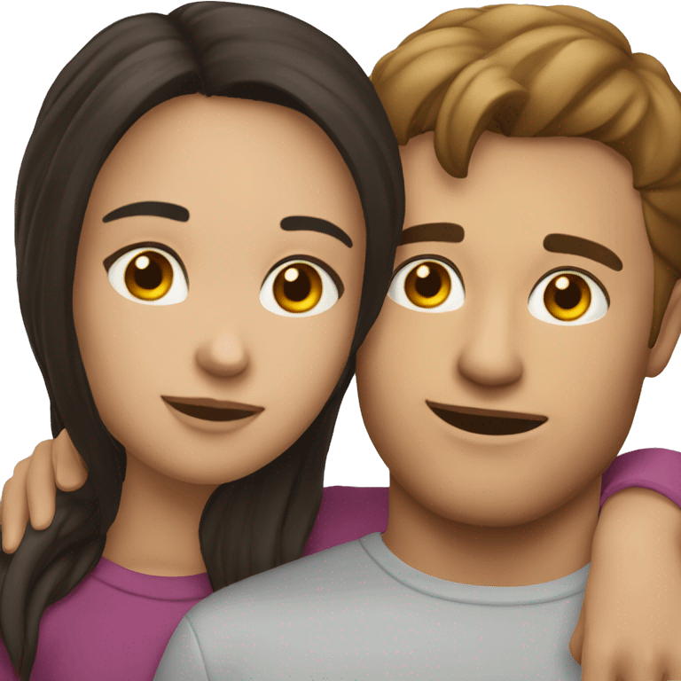 the brunette girl put her head on the shoulder of the brunette guy emoji