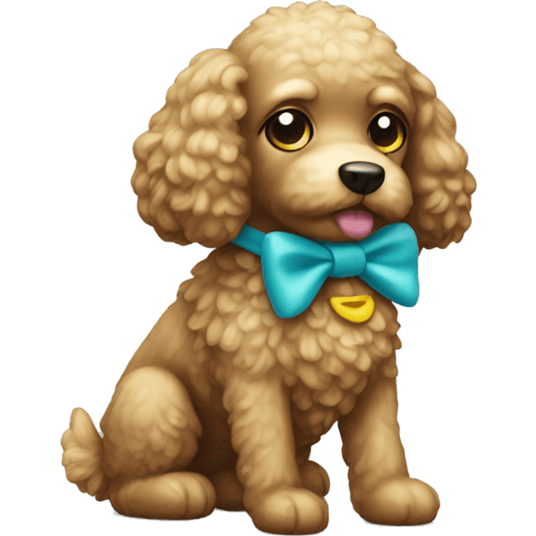 Dog pudel toy with bow emoji