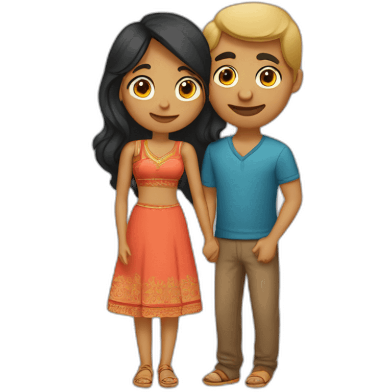 short Indian girlfriend kissing her caucasian boyfriend emoji